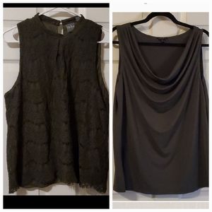 Qty 2 - Hunter Green Sleeveless Blouses